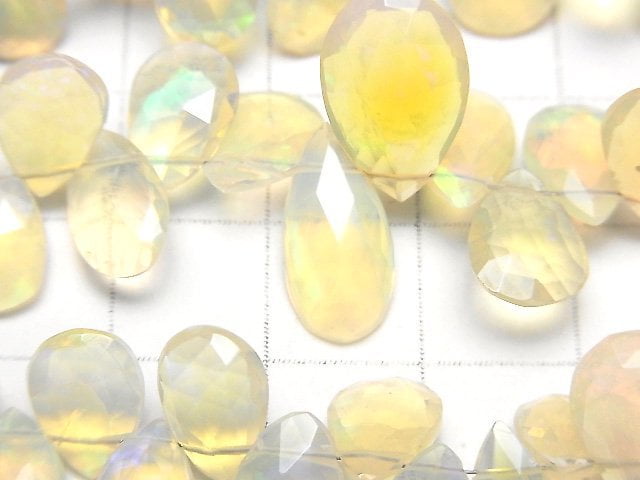 [Video]High Quality Ethiopian Opal AAA Pear Shape Faceted Briolette Half or 1strand beads (aprx.7inch/18cm)