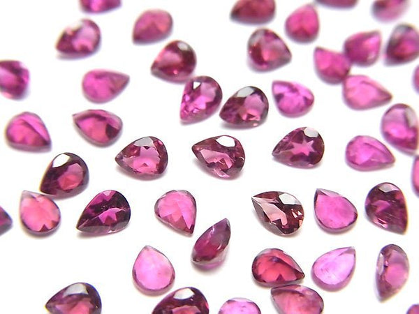 [Video]High Quality Rubellite (Red Tourmaline) AAA Loose stone Pear shape Faceted 4x3mm 3pcs