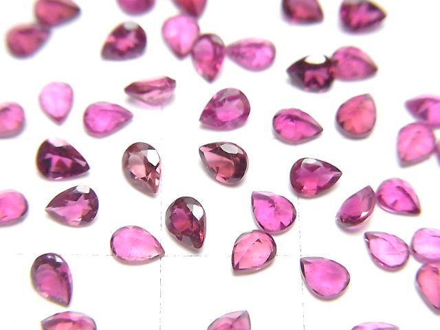 [Video]High Quality Rubellite (Red Tourmaline) AAA Loose stone Pear shape Faceted 4x3mm 3pcs