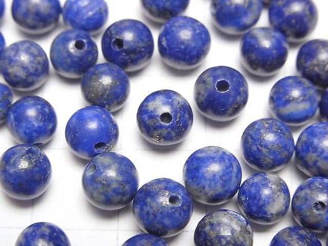 [Video]Lapislazuli AA+ Half Drilled Hole Round 6mm 4pcs