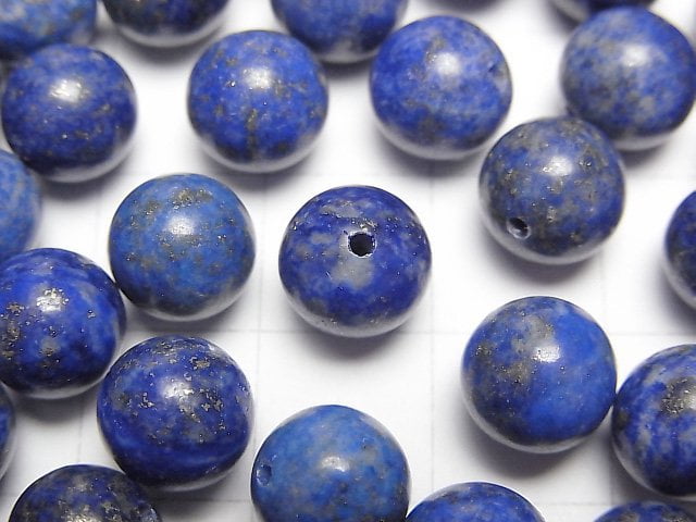 [Video]Lapislazuli AA+ Half Drilled Hole Round 8mm 4pcs