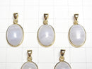 [Video] Blue Lace Agate AAA- Oval Pendant 15x12mm 18KGP 1pc