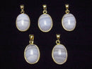[Video] Blue Lace Agate AAA- Oval Pendant 15x12mm 18KGP 1pc
