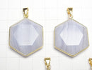 [Video] Blue Lace Agate AAA Hexagram Pendant 28-31mm 18KGP 1pc