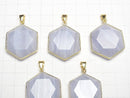 [Video] Blue Lace Agate AAA Hexagram Pendant 28-31mm 18KGP 1pc