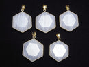 [Video] Blue Lace Agate AAA Hexagram Pendant 28-31mm 18KGP 1pc