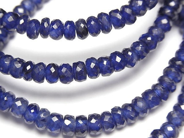 [Video]High Quality! Sapphire AAA- Faceted Button Roundel 4.5-5mm Bracelet