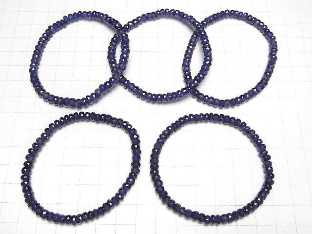 [Video]High Quality! Sapphire AAA- Faceted Button Roundel 4.5-5mm Bracelet