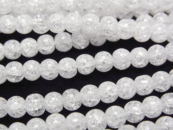 [Video]Cracked Crystal Semi Round 4mm 1strand beads (aprx.15inch/37cm)
