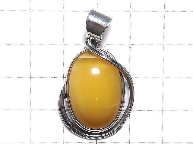 [Video][One of a kind] Baltic Amber Pendant Silver925 Honey color NO.30