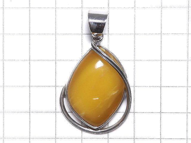 [Video][One of a kind] Baltic Amber Pendant Silver925 Honey color NO.34