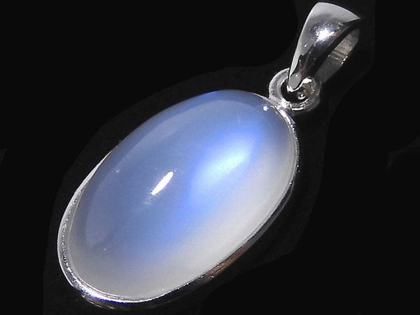 [Video][One of a kind] High Quality Royal Blue Moonstone AAA Pendant Silver925 NO.1