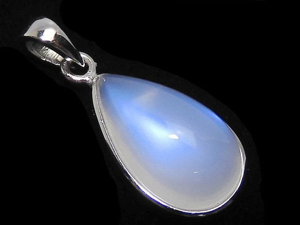 [Video][One of a kind] High Quality Royal Blue Moonstone AAA Pendant Silver925 NO.6