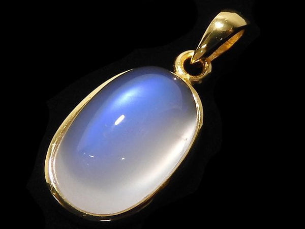 [Video][One of a kind] High Quality Royal Blue Moonstone AAA Pendant 18KGP NO.11