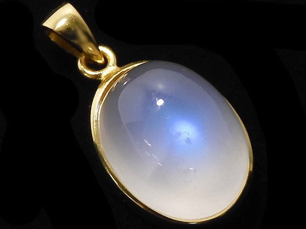 [Video][One of a kind] High Quality Royal Blue Moonstone AAA Pendant 18KGP NO.13