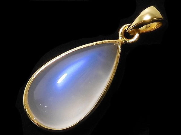 [Video][One of a kind] High Quality Royal Blue Moonstone AAA Pendant 18KGP NO.14