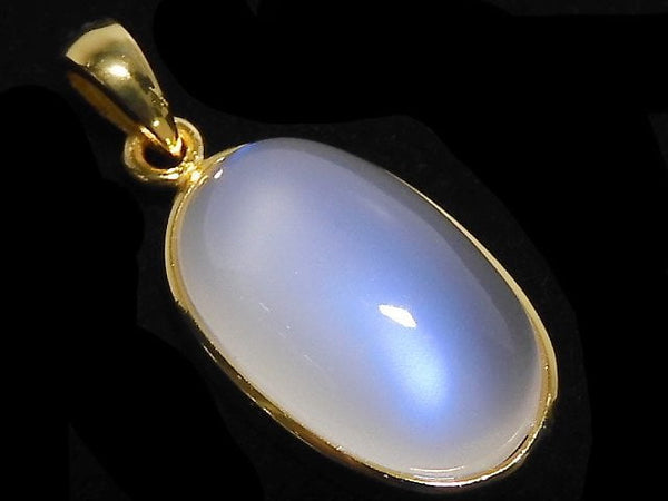 [Video][One of a kind] High Quality Royal Blue Moonstone AAA Pendant 18KGP NO.17
