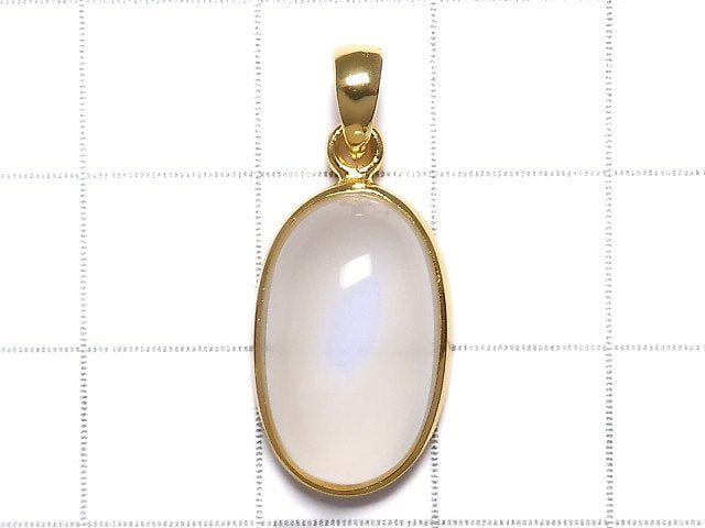 [Video][One of a kind] High Quality Royal Blue Moonstone AAA Pendant 18KGP NO.17