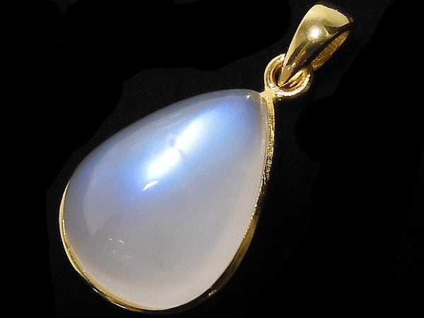 [Video][One of a kind] High Quality Royal Blue Moonstone AAA Pendant 18KGP NO.18