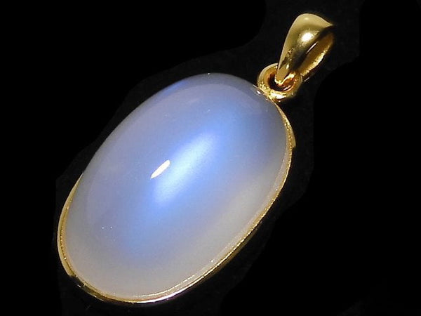 [Video][One of a kind] High Quality Royal Blue Moonstone AAA Pendant 18KGP NO.19