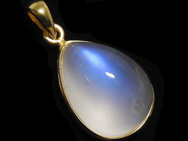 [Video][One of a kind] High Quality Royal Blue Moonstone AAA Pendant 18KGP NO.20
