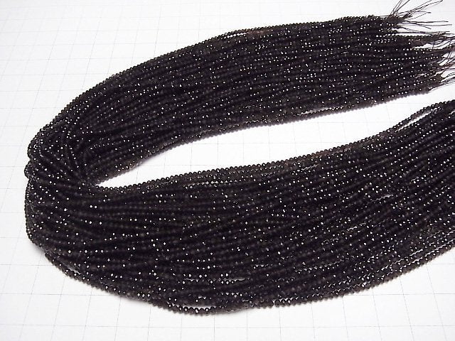 [Video]High Quality! Smoky Quartz AAA Faceted Button Rondelle 2x2x1.5mm 1strand beads (aprx.15inch/38cm)