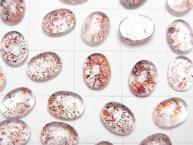 [Video] Lepidocrocite in Quartz AAA Oval Cabochon 8x6mm 2pcs