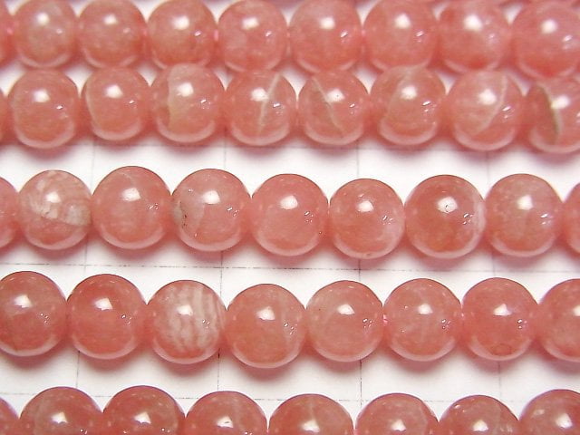 [Video] Argentine Rhodochrosite AA++ Round 6mm half or 1strand beads (aprx.15inch/38cm)