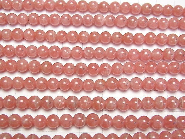 [Video] Argentine Rhodochrosite AA++ Round 6mm half or 1strand beads (aprx.15inch/38cm)