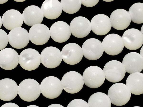 [Video] Mother of Pearl MOP White Round 6.5mm 1strand beads (aprx.15inch/37cm)