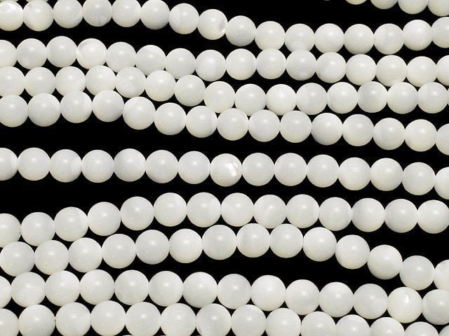 [Video] Mother of Pearl MOP White Round 6.5mm 1strand beads (aprx.15inch/37cm)