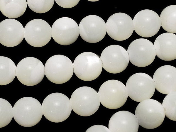 [Video] Mother of Pearl MOP White Round 7.5mm 1strand beads (aprx.15inch/37cm)