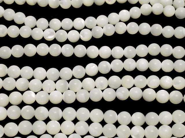 [Video] Mother of Pearl MOP White Round 7.5mm 1strand beads (aprx.15inch/37cm)