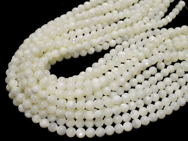 [Video] Mother of Pearl MOP White Round 7.5mm 1strand beads (aprx.15inch/37cm)