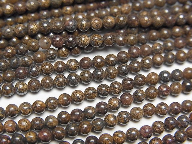 [Video] Bronzite Round 2.5mm 1strand beads (aprx.15inch/38cm)