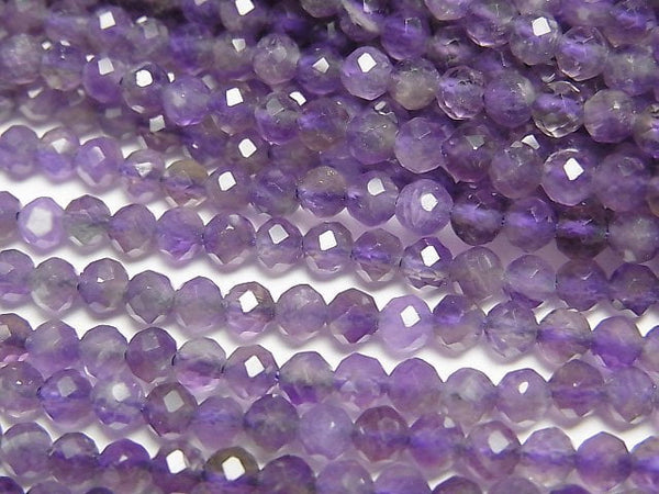 [Video]High Quality! Amethyst AA Faceted Round 3mm 1strand beads (aprx.15inch/37cm)