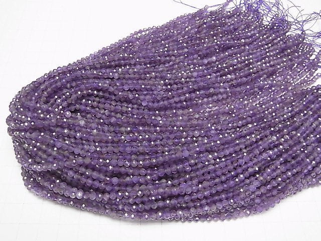 [Video]High Quality! Amethyst AA Faceted Round 3mm 1strand beads (aprx.15inch/37cm)