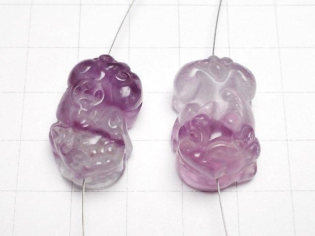 [Video] Carving of multicolor Fluorite AA++ Pixiu 24x15mm 1 pair