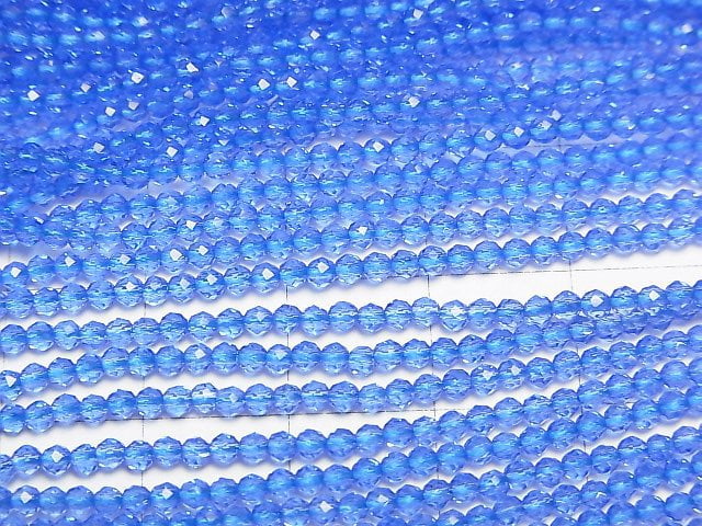 [Video]High Quality! Blue Quartz Faceted Round 2mm 1strand beads (aprx.14inch/34cm)