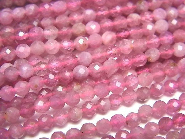 [Video]High Quality! Pink Tourmaline AA++ Faceted Round 3.5mm 1strand beads (aprx.15inch/36cm)