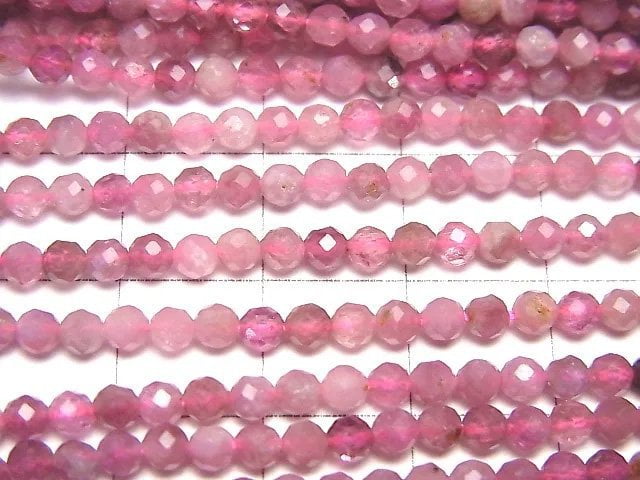 [Video]High Quality! Pink Tourmaline AA++ Faceted Round 3.5mm 1strand beads (aprx.15inch/36cm)