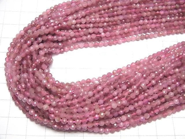 [Video]High Quality! Pink Tourmaline AA++ Faceted Round 3.5mm 1strand beads (aprx.15inch/36cm)