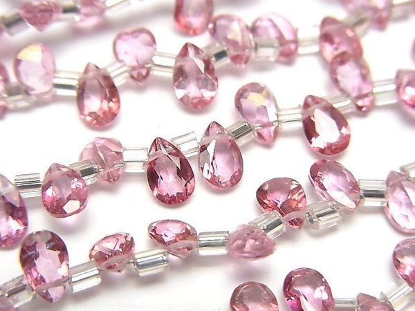 [Video]High Quality Pink Topaz AAA Pear shape Faceted 6x4mm half or 1strand (28pcs)