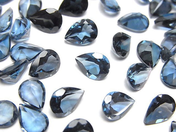 [Video]High Quality London Blue Topaz AAA Loose stone Pear shape Faceted 8x6mm 2pcs