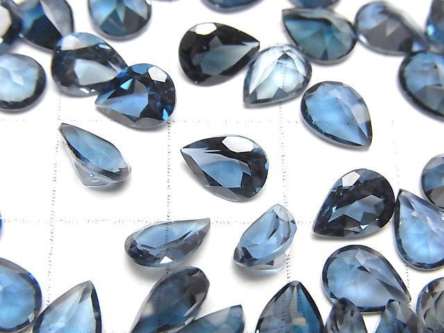 [Video]High Quality London Blue Topaz AAA Loose stone Pear shape Faceted 8x6mm 2pcs