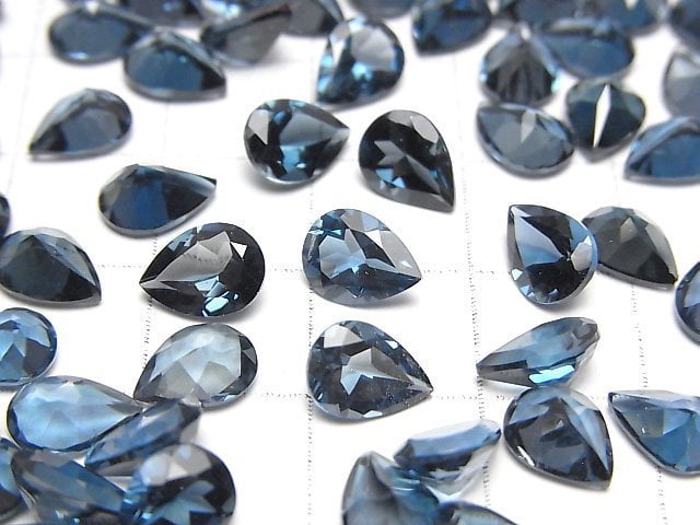 [Video]High Quality London Blue Topaz AAA Loose stone Pear shape Faceted 8x6mm 2pcs