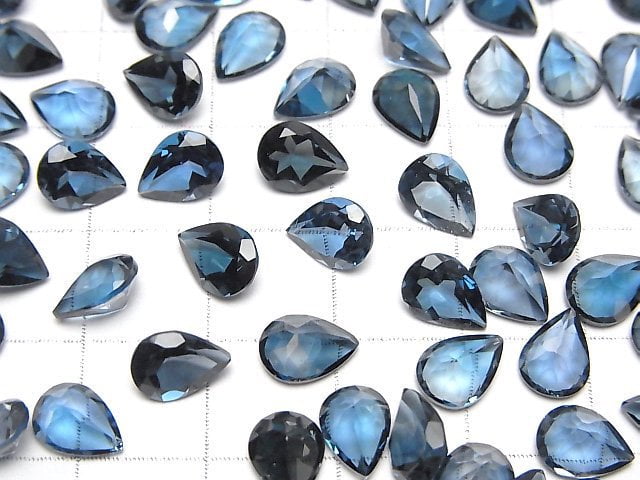 [Video]High Quality London Blue Topaz AAA Loose stone Pear shape Faceted 8x6mm 2pcs