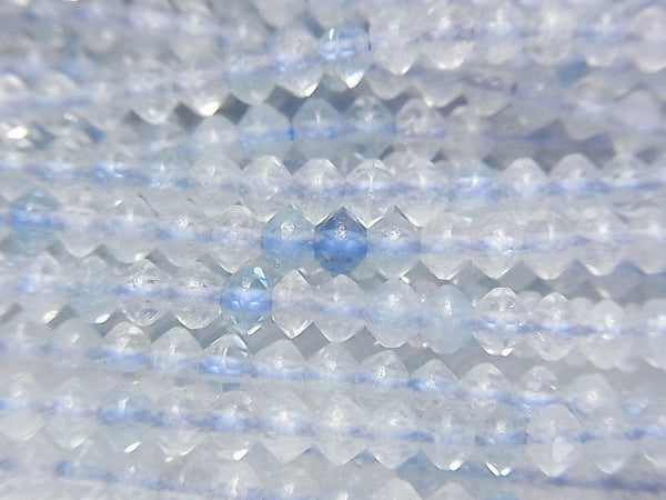[Video]High Quality! Aquamarine AA++ Abacus Cut 3x3x2mm 1strand beads (aprx.15inch/36cm)