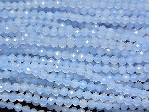 [Video]High Quality! Light blue color Jade Faceted Round 2mm 1strand beads (aprx.12inch/29cm)