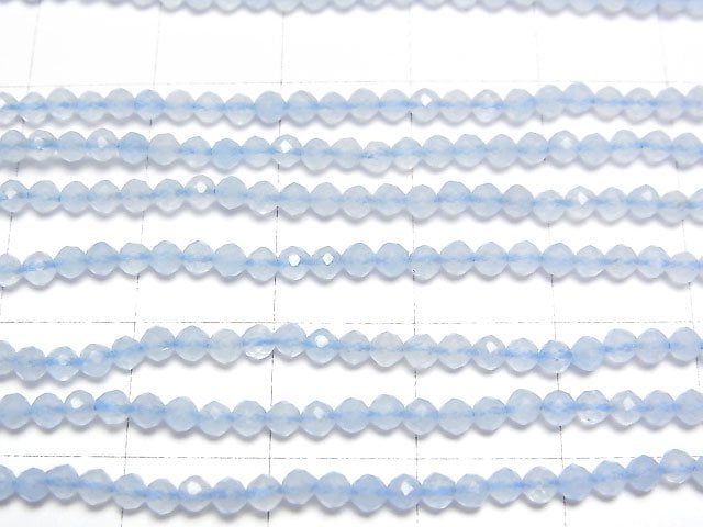 [Video]High Quality! Light blue color Jade Faceted Round 2mm 1strand beads (aprx.12inch/29cm)
